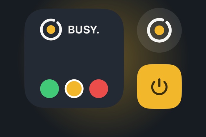 BusyDot widget with status colours and power button